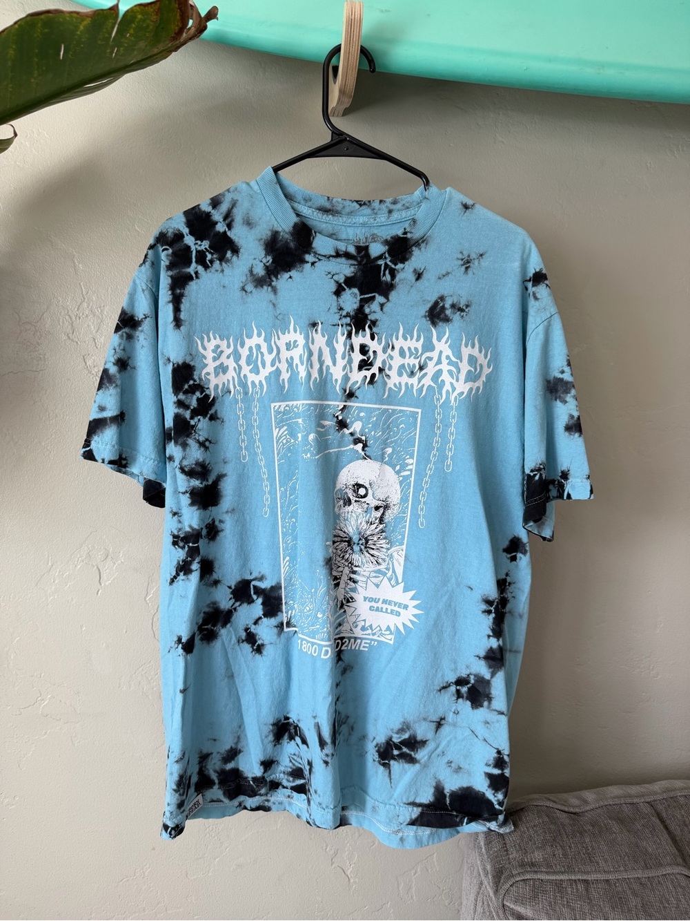 Born Blue and Black Tie-Dye Skull Graphic Tee